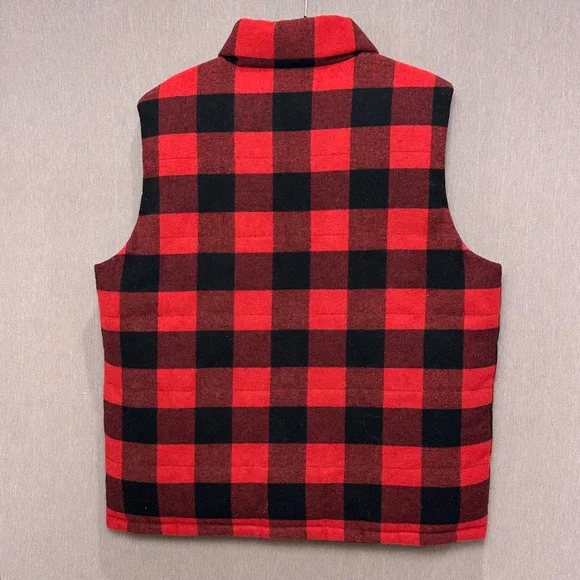 G.H. Bass & Co. Mens XL Reversible Puffer Vest Wool Blend Buffalo Plaid Outdoors - Picture 3 of 9